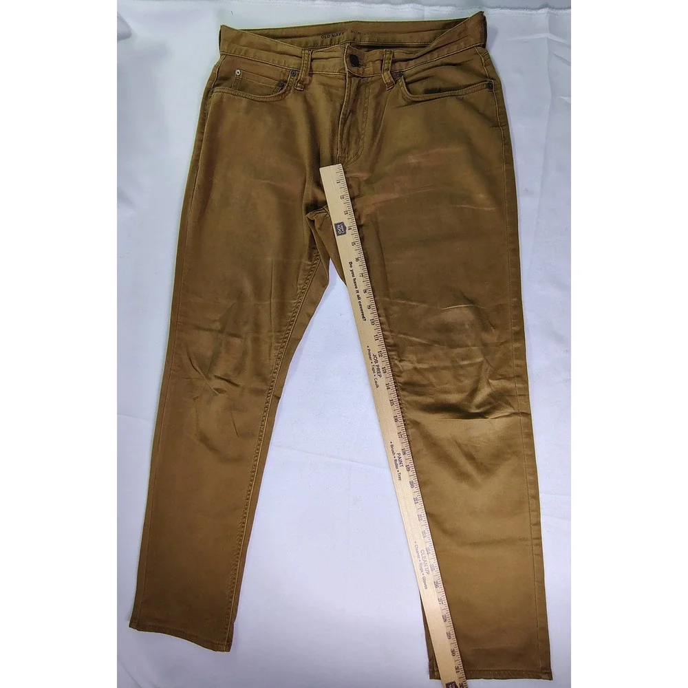 Old Navy Slim Fit Chino Pants‎ Mens 32x30 Brown Tobacco Stretch Cotton 5 Pocket